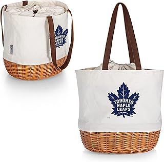 PICNIC TIME NHL Coronado Canvas and Willow Basket, Picnic Bag, Beach Tote