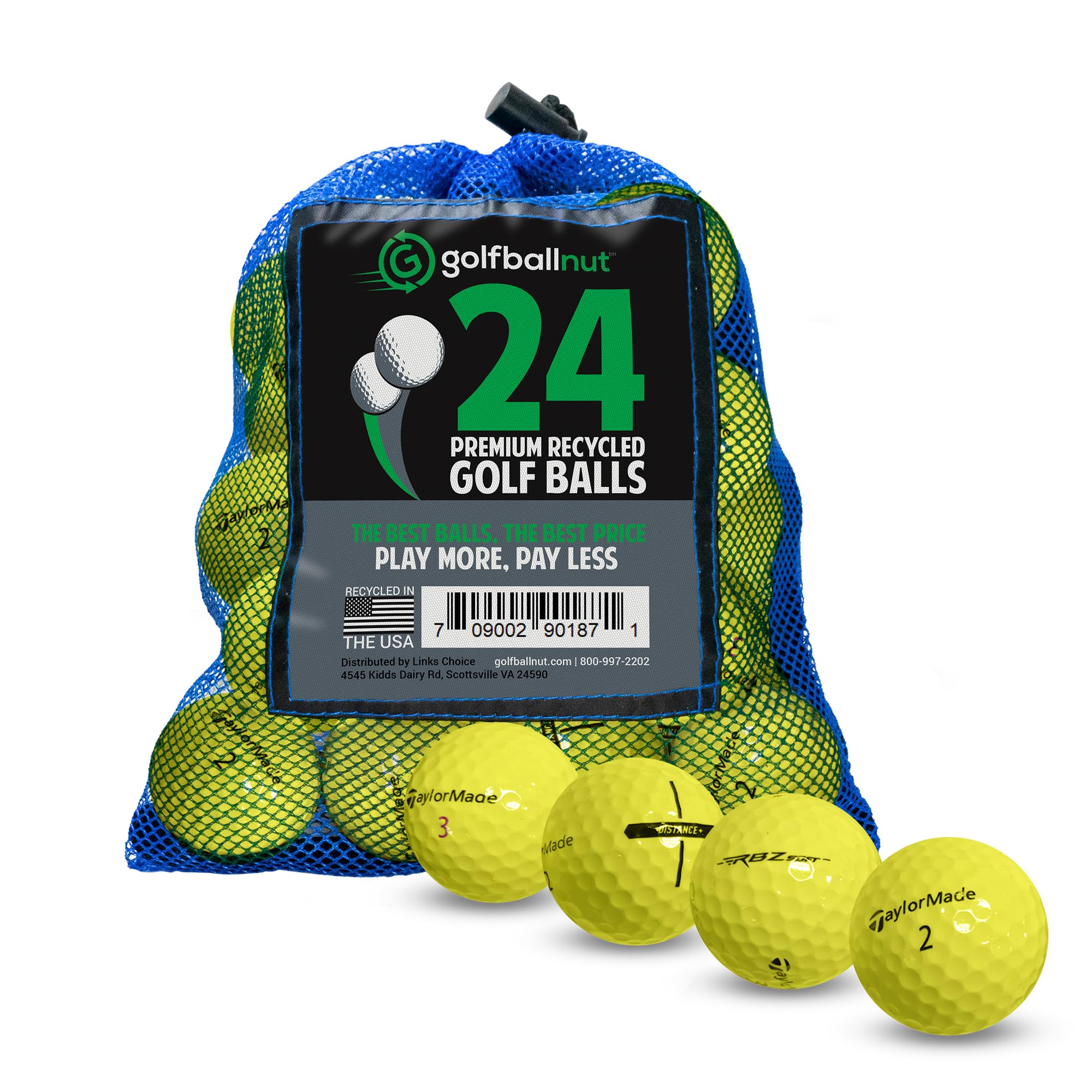 GolfBall Nut Used and Recycled for Taylormade Mix Mint 5A (White & Yellow) (24 & 48) Golf Balls Mesh Bag Included