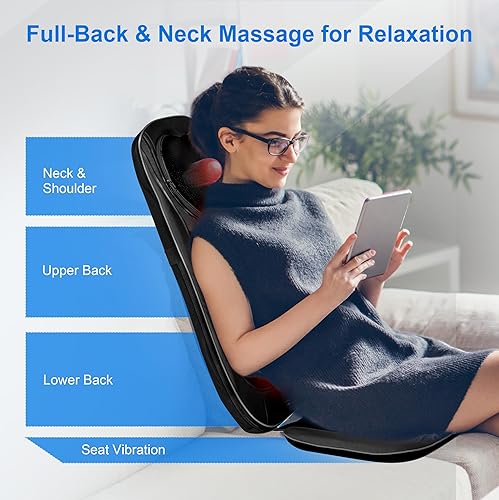 Miniatura 3 de CooCoCo Shiatsu Masajeador de cuello y espalda con calor, almohadilla para silla de masaje para aliviar el dolor de cuerpo completo, masajeador de