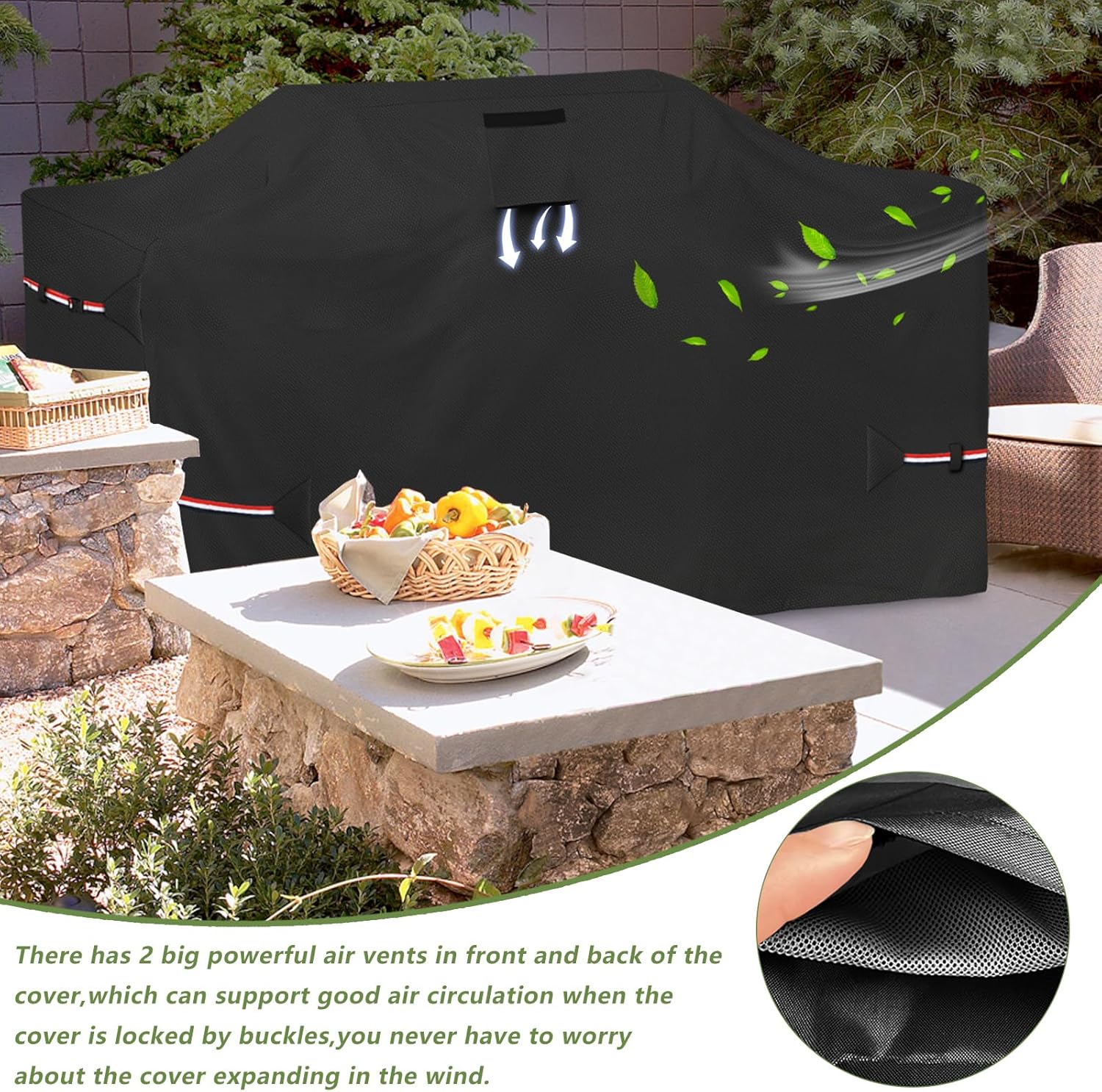 98 Inch Island Grill Cover - 600D Heavy Duty Waterproof All Weather Protection Outdoor Cover,Black