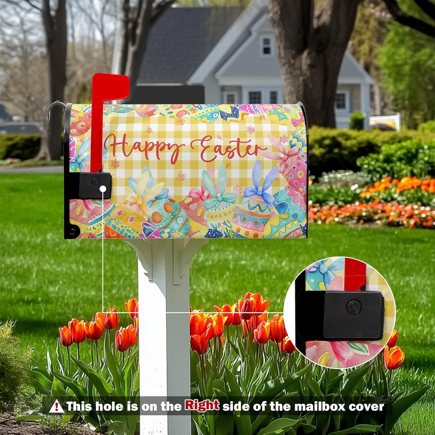 Easter Garden Mailbox Covers Magnetic Easter Mailbox Cover Colorful Eggs Post Letter Box Cover for Garden Standard Size 21x18 in Mailbox Wraps for Yard Home