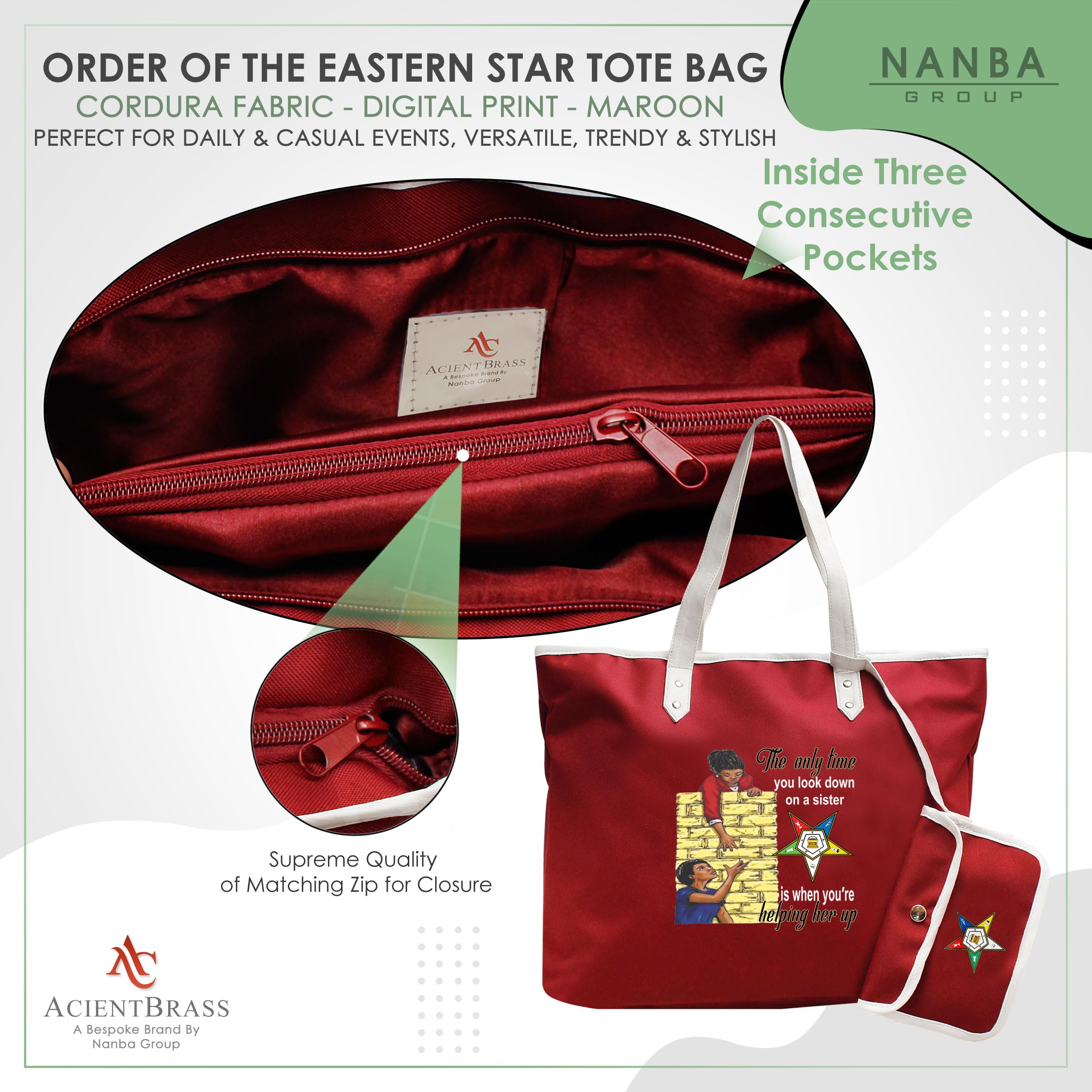 Order of the Eastern Star OES Tote Bag - Cordura Sisterhood Shoulder Bag