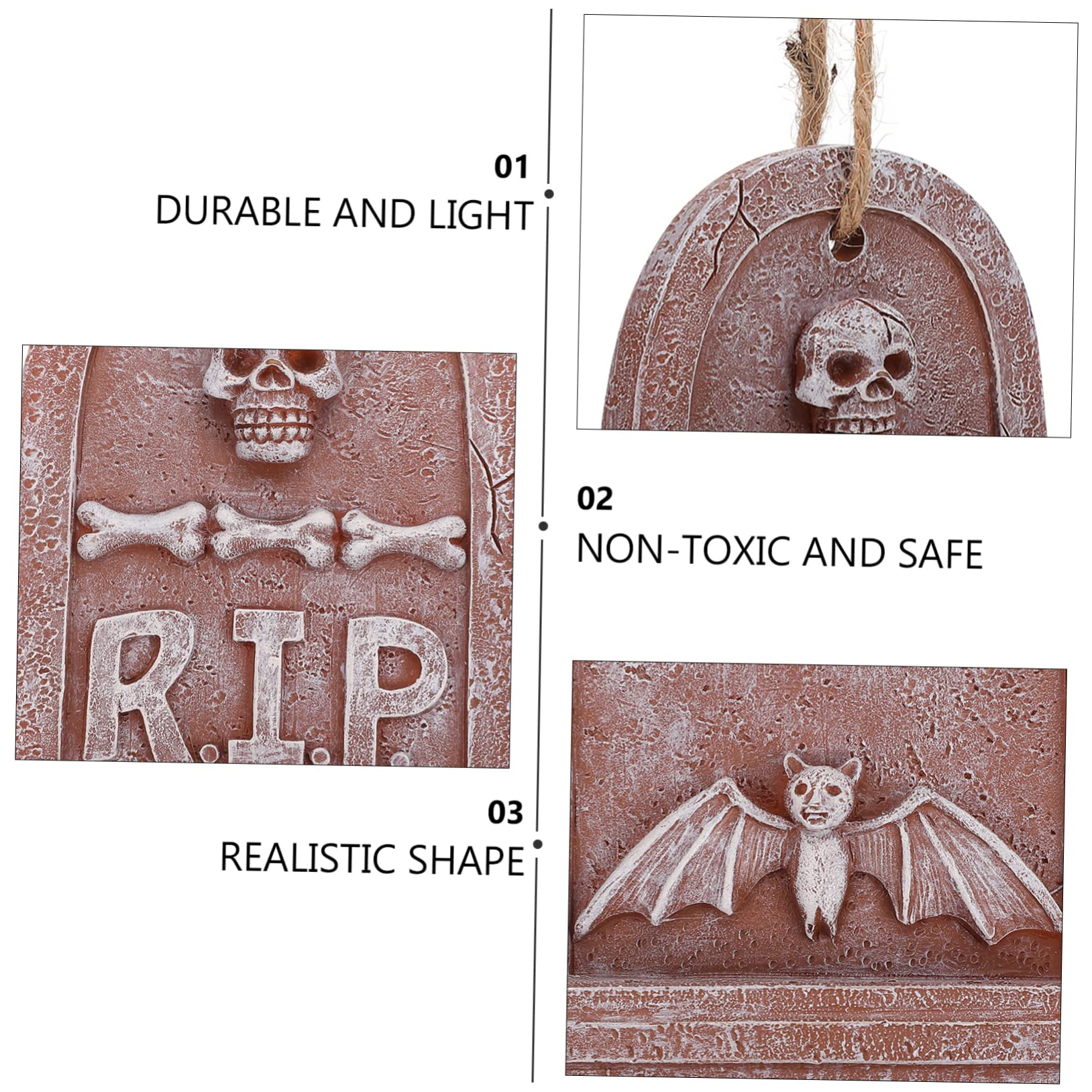 Tofficu 3stücke Halloween Resin Grabstein Dekoration Anhänger Für Und Außendekoration Gruselige Halloween Schaffen Mit Hochwertigem Resin Für Partys Und Festliche Anlässe