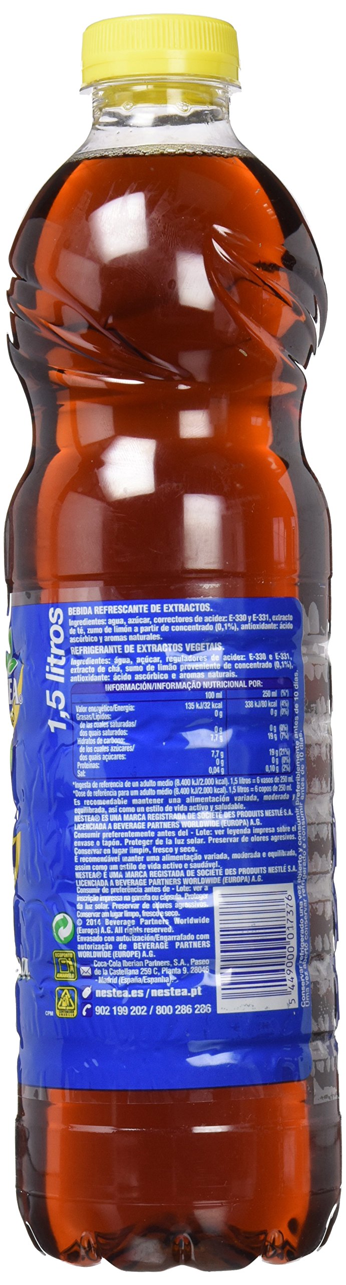 Nestea Limon Refresco de Té sin Gas 1.5 l Pack de 6 Botella de Plástico