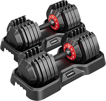 ChicFurnit 55LB Dumbbell, Adjustable Dumbbell Set, Free Dumbbell with Weights Change, Black Dumbbell with Secure Lock Slots, Adjustable Dumbbell for Men and Women for Home Gym, Black