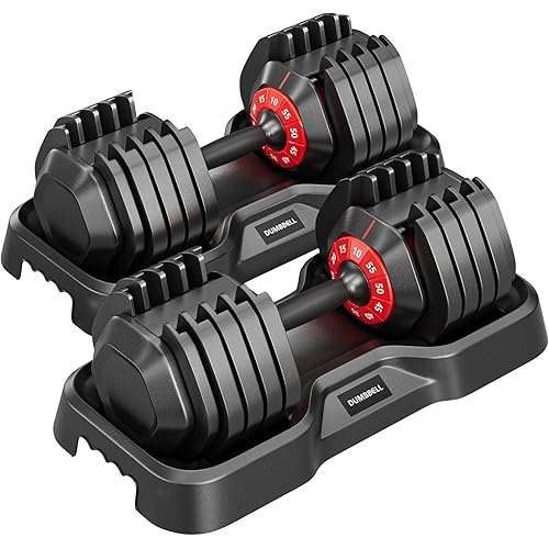 55LB Dumbbell, Adjustable Dumbbell Set, Free Dumbbell with Weights Change, Black Dumbbell with Secure Lock Slots, Adjustable Dumbbell for Men and Women for Home Gym, Black