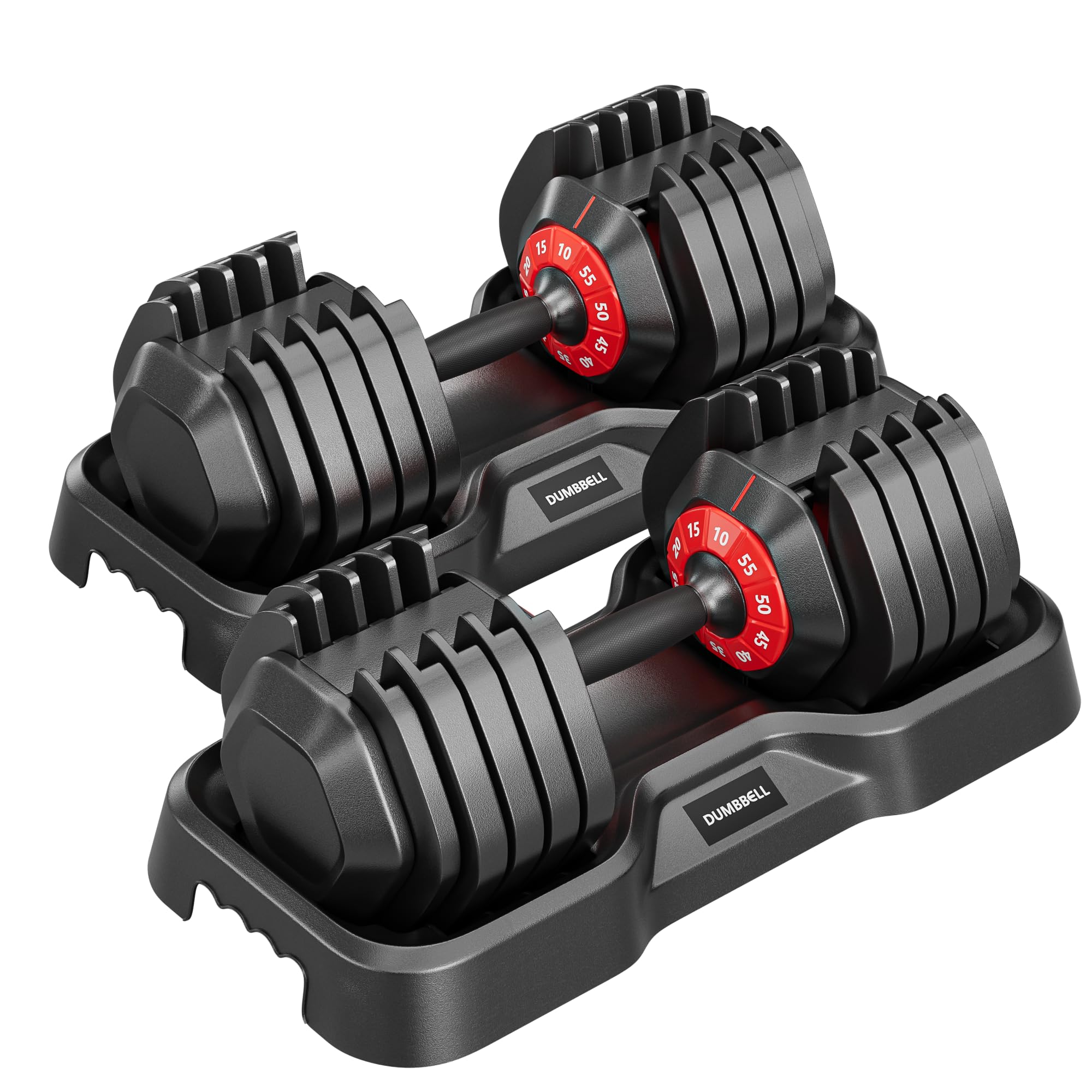 55LB Dumbbell, Adjustable Dumbbell Set, Free Dumbbell with Weights Change, Black Dumbbell with Secure Lock Slots, Adjustable Dumbbell for Men and Women for Home Gym, Black