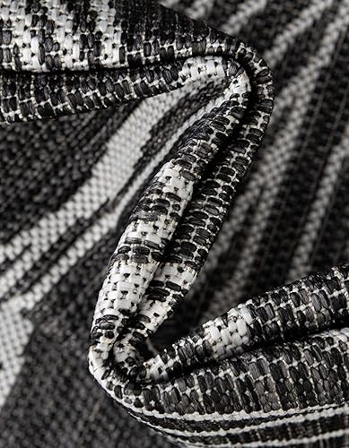 Miniatura 4 de Unique Loom Outdoor Botanical Collection - Alfombra de área, hoja (4 pies 1 pulgada, redonda, carbón marfil)