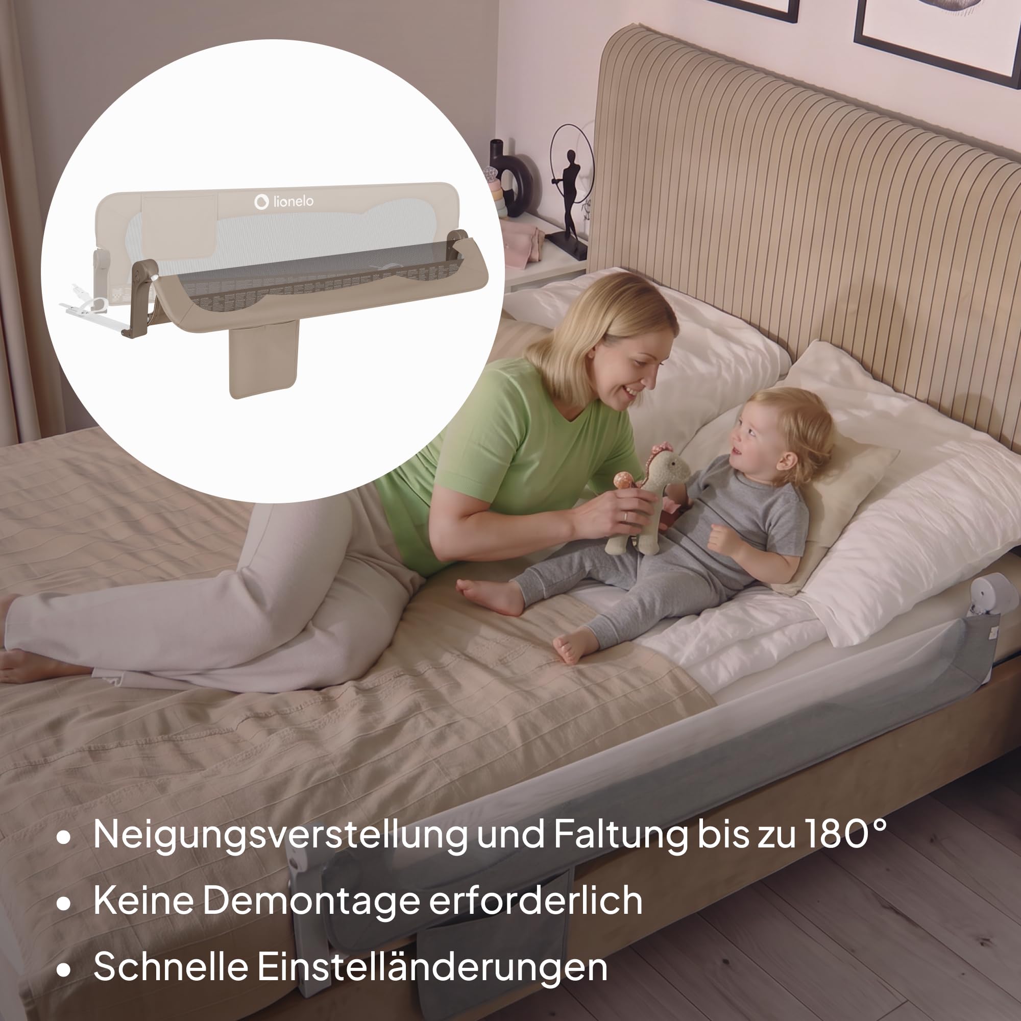 Lionelo Eva Rausfallschutz Bett Rausfallschutz Kinderbett, 150 x 42 cm