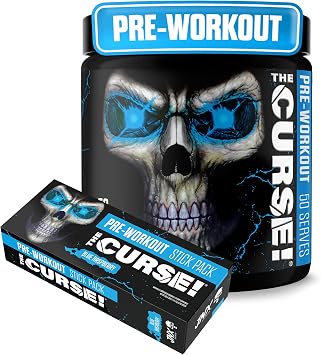 JNX The Curse! Blue Raspberry Pre Workout Powder 50 Servings + Free 5 On-The-Go Packets