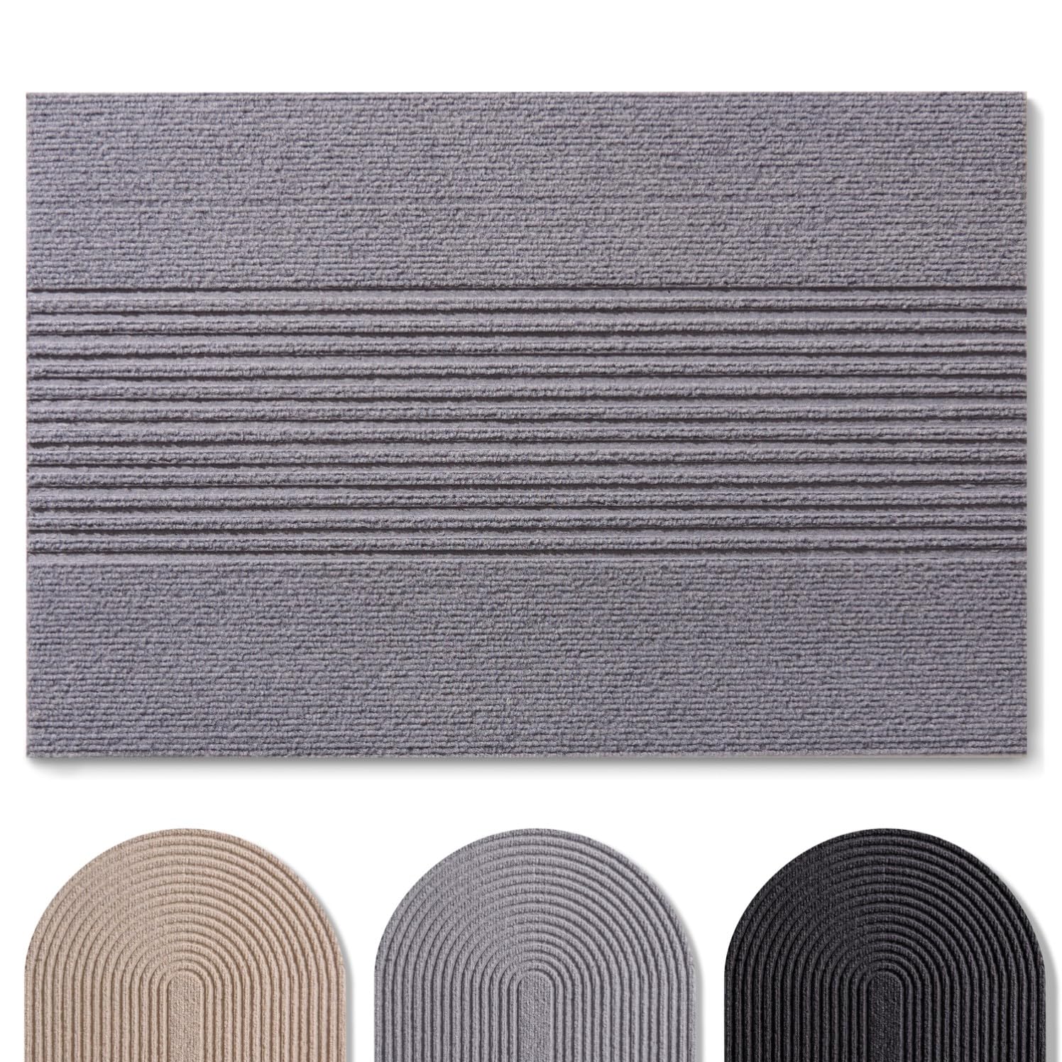 Blumtal Fußmatte 40x60 cm - rutschfeste Schmutzfangmatte - Fußabtreter mit Muster - Fußmatten Haustür - Türmatte aus Polyester - Fußmatte innen/Schmutzfangmatte außen/Türvorleger Hellgrau