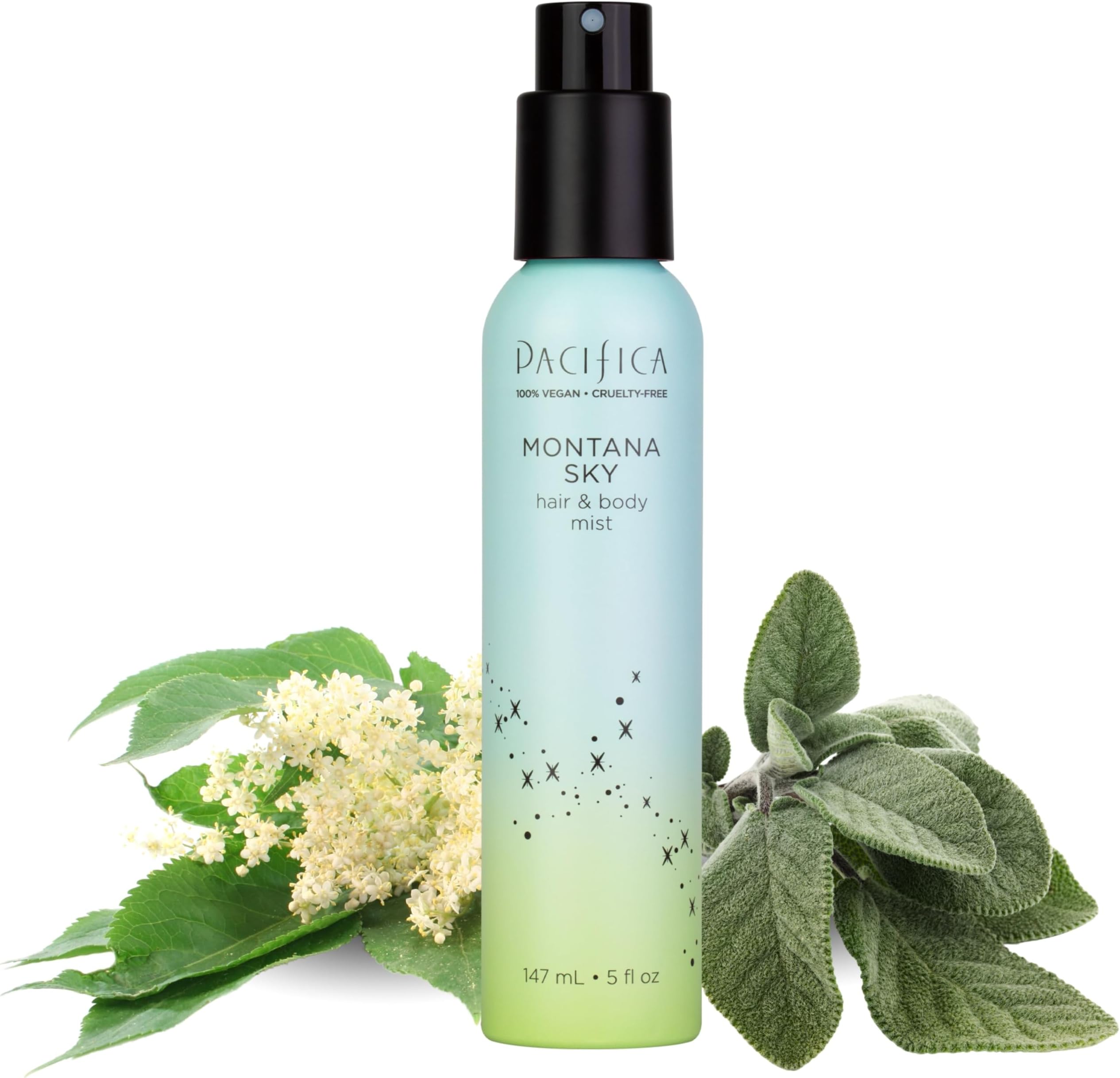 Pacifica Hair Mist Perfume & Full Body Spray for Women - Montana Sky Body Mist Fragrance w/Cedarwood, Elderflower, Black Pepper, Sage & Sandalwood Clean Beauty Alcohol-Free, Vegan & Cruelty-Free 5 oz
