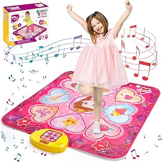 Diophso Unicorn Dance Mat, Unicorn Toys for Girls Age 4-6, Girls Toys Age 6-8, Adjustable Volume with LED, 6 Game Modes, Electronic Dancing Mat as Christmas Birthday Gift for 3 4 5 6 7 8 9+ Girls