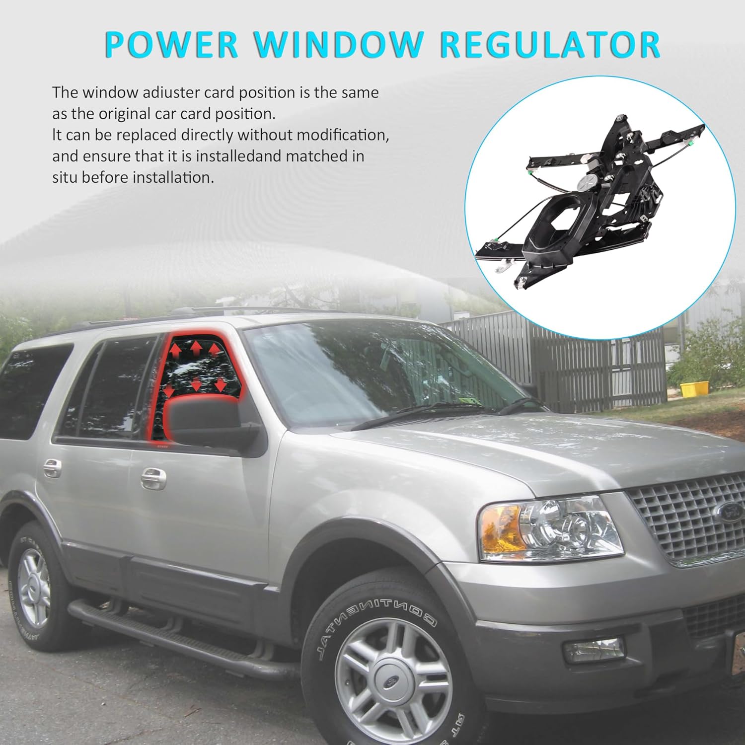 Front Right Passenger Side Power Window Regulator with Motor Assembly Compatible for 2003-2006 Ford Expedition Lincoln Navigator, Replacement 741-179 2L1Z7823394AA 6L1Z7823208AA