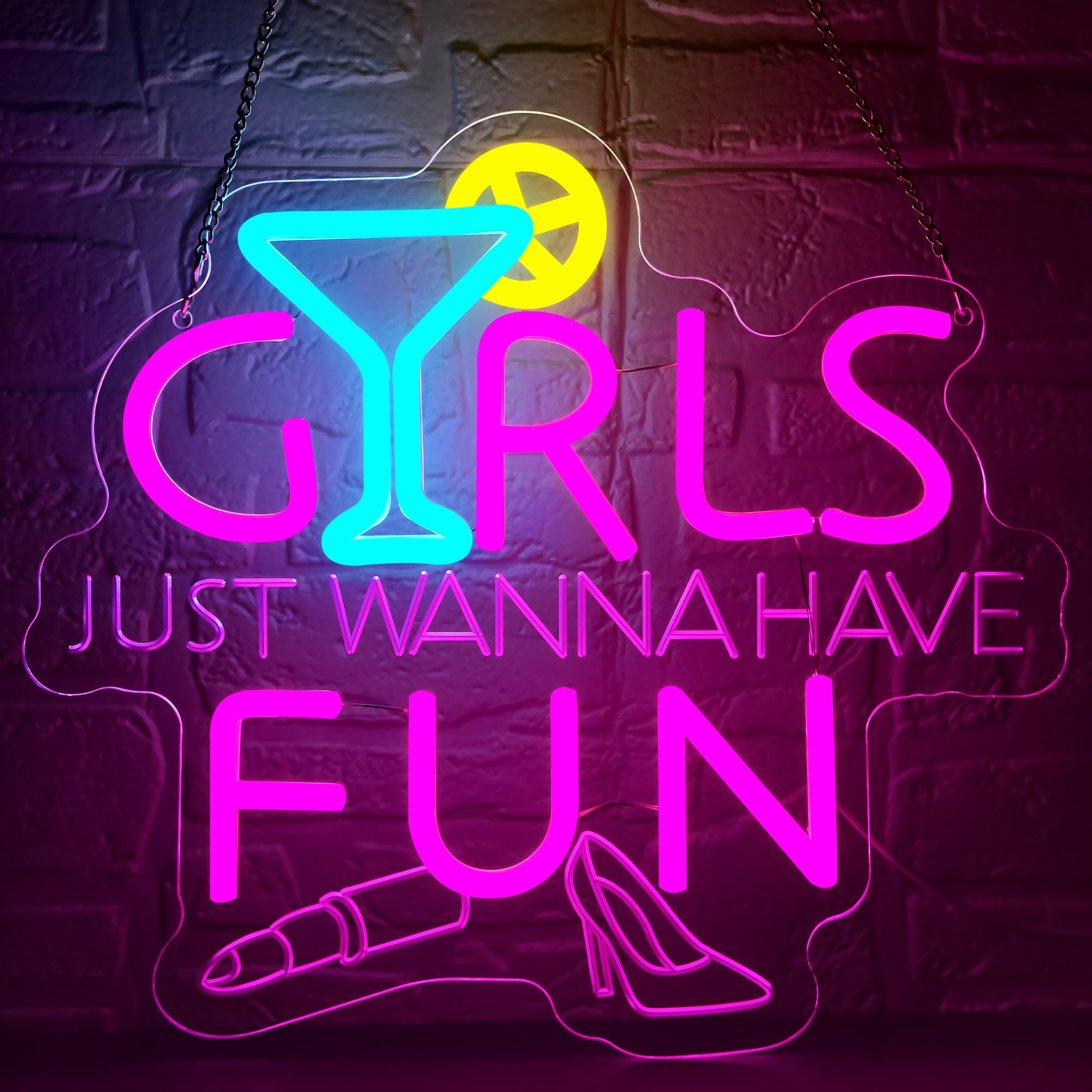Girls Just Wanna Have Fun Neon Sign for Wall Decor LED Neon Light Up Sign โ image 1