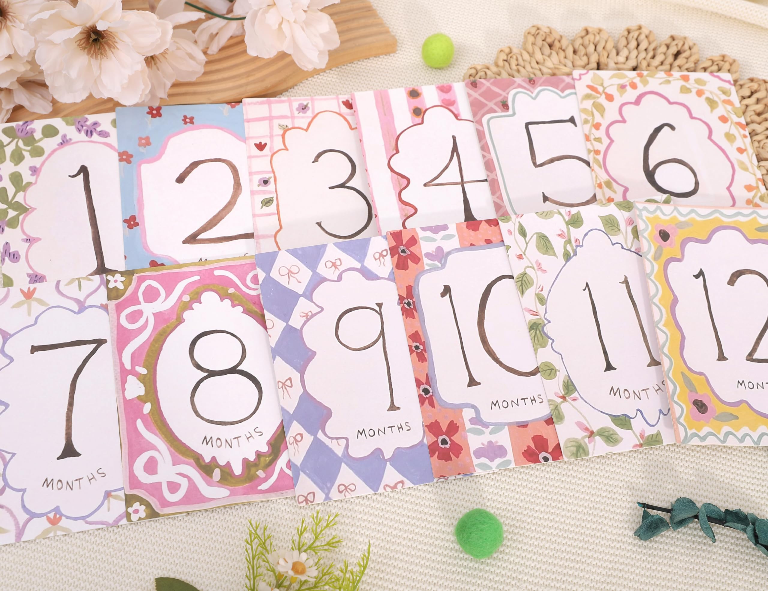 Tarjetas mensuales de hitos para bebé niño/niña, tarjetas de primer día festivo, tarjetas de hitos fotográficos del primer año, accesorios para fotos de recién nacidos (tarjetas-2)