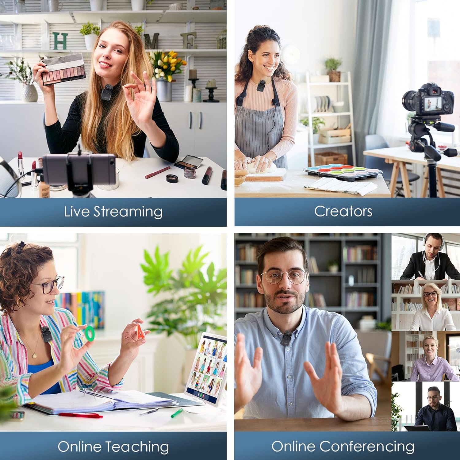 Wireless Lavalier Microphone for iPhone, Android Phone, Camera with Real-Time/Audience Monitoring, Audio Ducking, Accompaniment, Reverb, Mute, Noise Cancellation - Mini Clip-on Lapel Bluetooth Mic