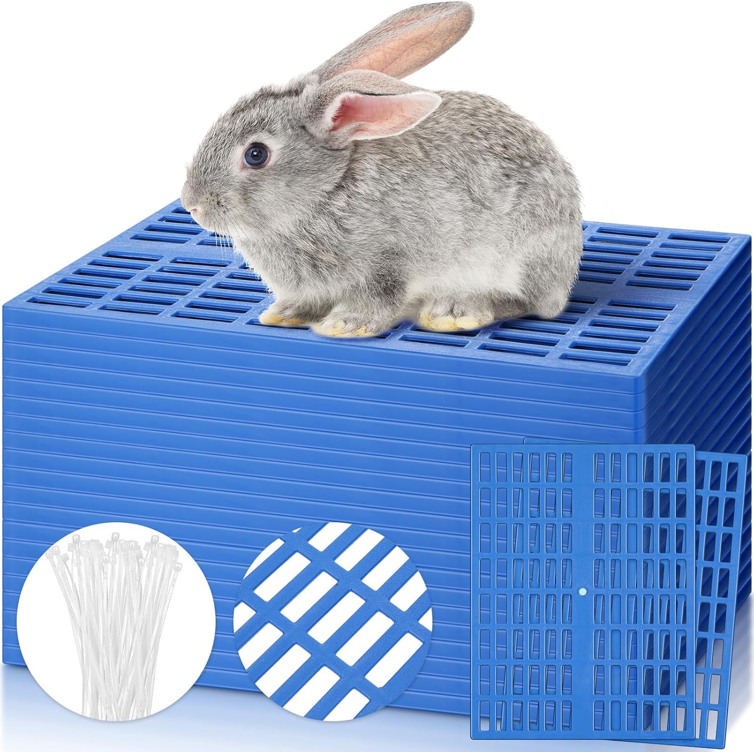 Kigley 20 Pcs Plastic Rabbit Floor Mat Rabbit Cage Mat Rabbit Mats for Cages Foot