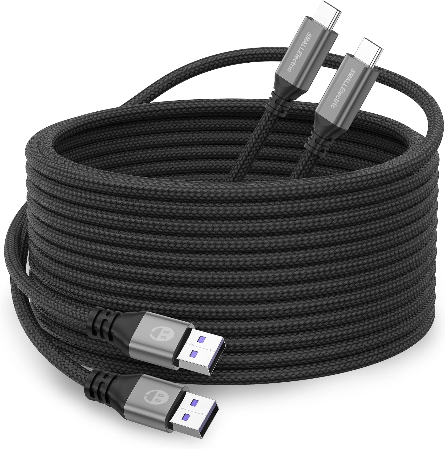 Extra Long USB Type-C 16ft Fast Charging Cable, USB C to A Quick Charger Cord 16 Foot 2-Pack Compatible Samsung Galaxy S10 S9 S8 Plus, Braided Type C Charger for Note 10 9 8, LG V50 V40 G8 G7(Grey)