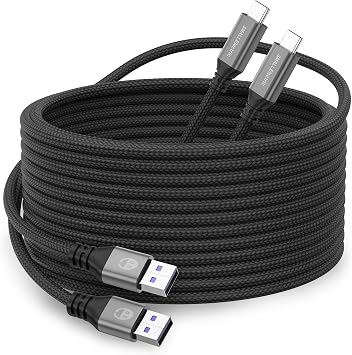 SMALLElectric Ekstra Uzun USB Tip-C 16ft H zl   arj Kablosu, USB Cden Aya H zl   arj Kablosu 16 Ayak 2li Paket Uyumlu Samsung Galaxy S10 S9 S8 Plus, Not 10 9 8 i in  rg l  Tip C  arj Cihaz , LG V50 V40 G8 G7