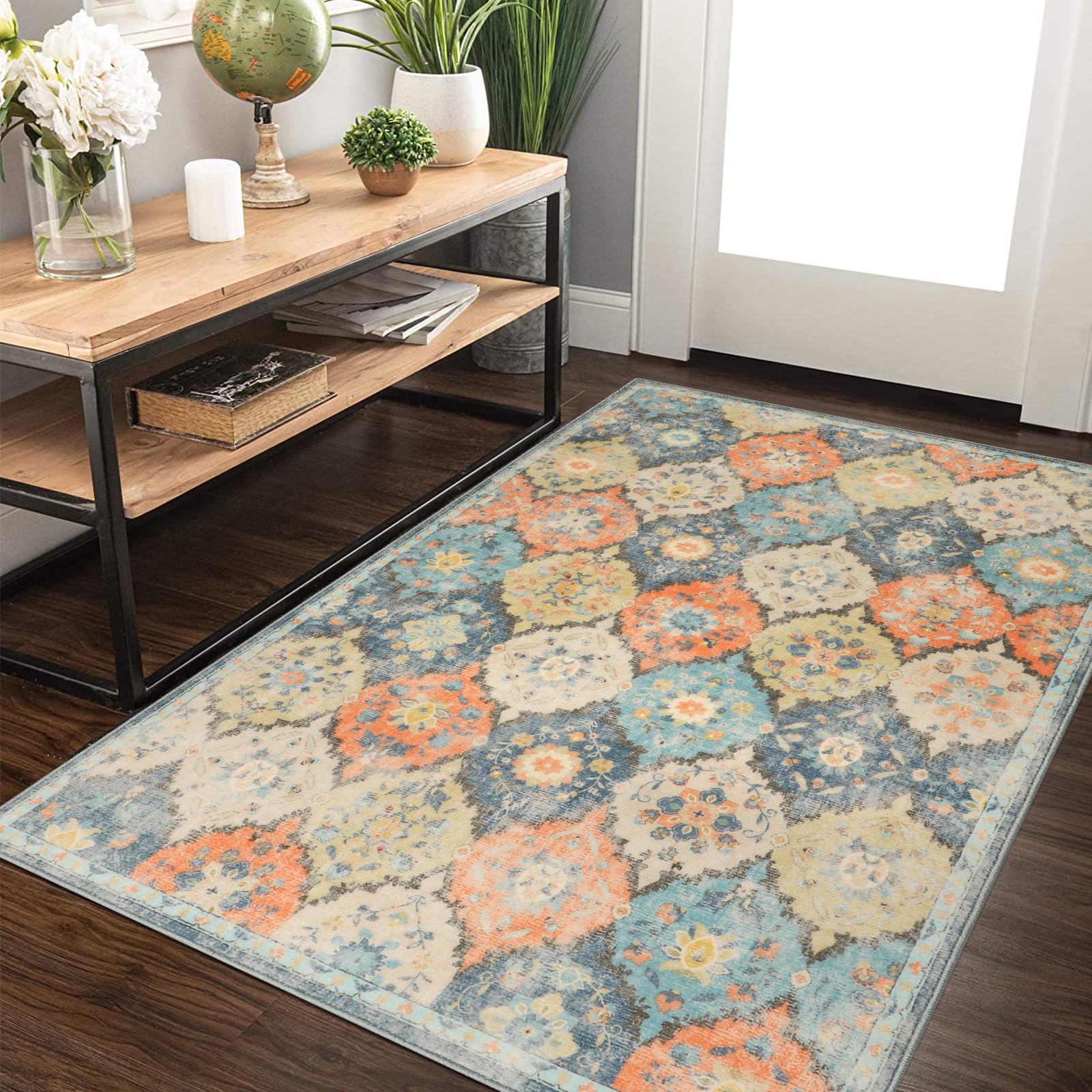 Cekene Door Mat Indoor Outdoor 80x120cm Trellis Entrance Floor Mats Non-Slip Doormats Washable Absorbent Dirt Trapper Low Profile Floor Rug for Front Door Kitchen Bedroom