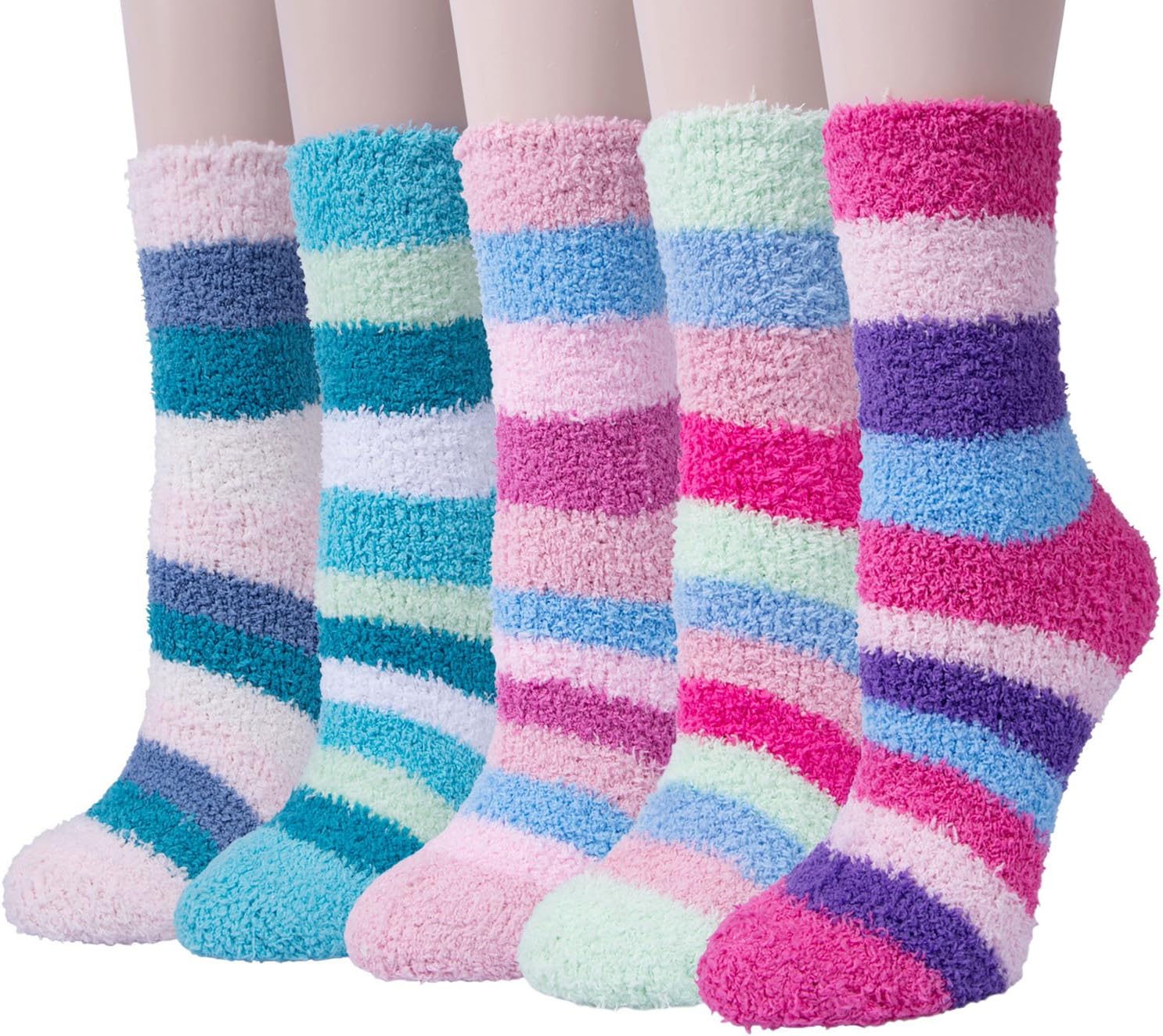 5 Pairs Womens Super Soft Cozy Fuzzy Home Sleeping Socks Winter Warm Slipper Socks