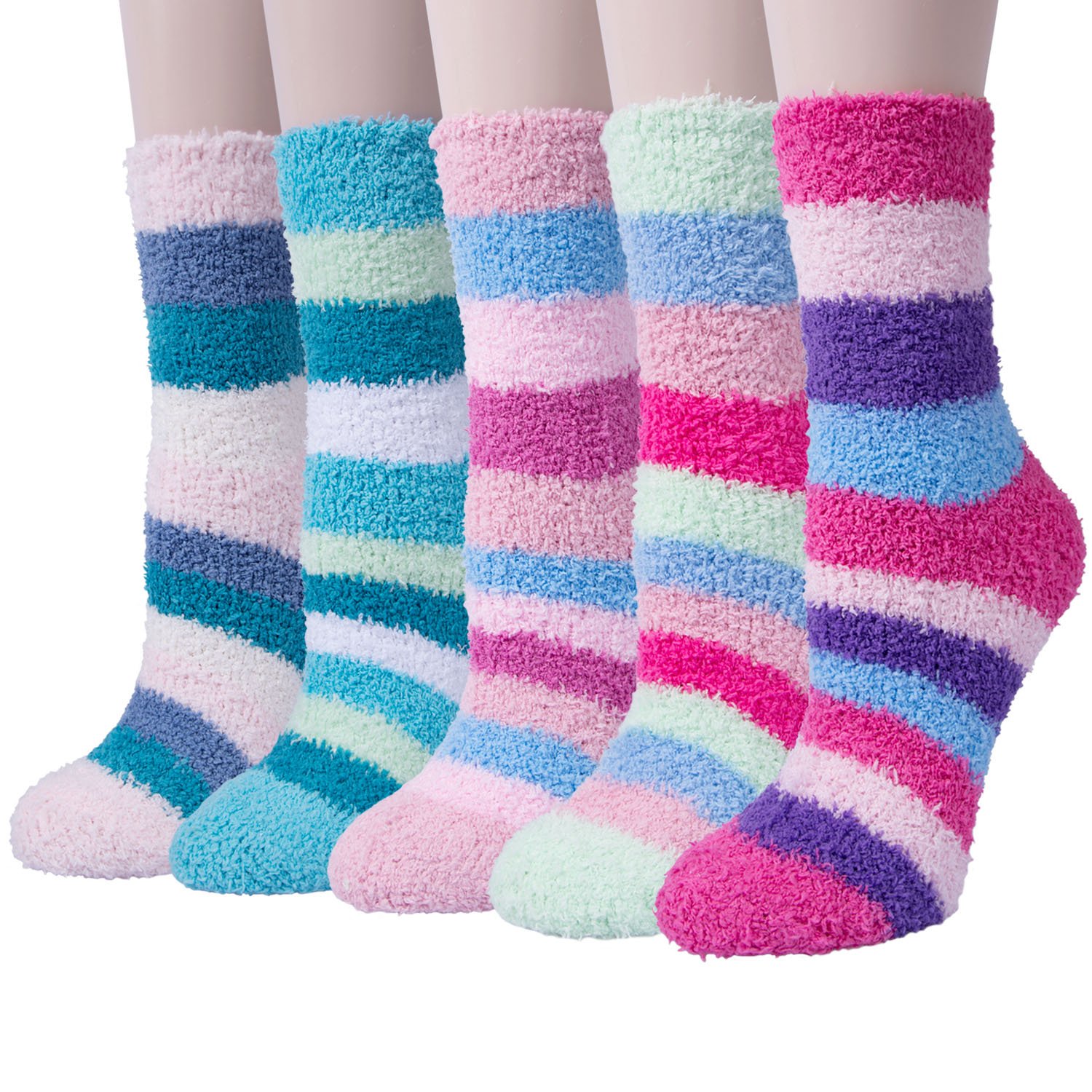 5 Pairs Womens Super Soft Cozy Fuzzy Home Sleeping Socks Winter Warm Slipper Socks