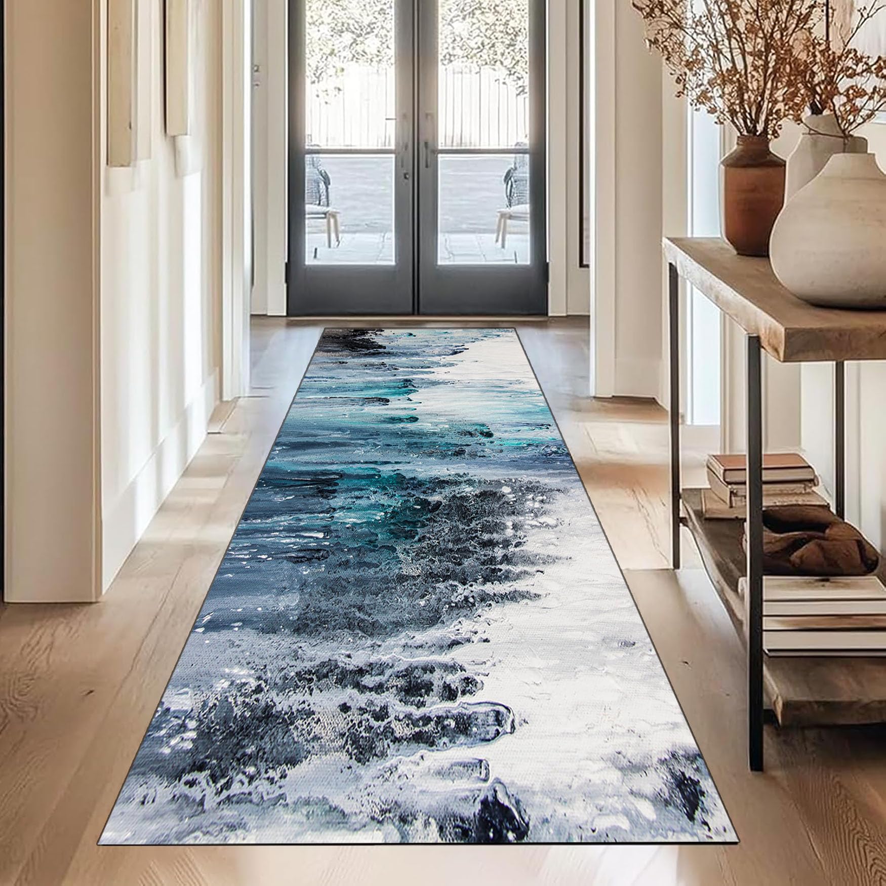 Tapis de passage 50x420 cm lavable microfibre tapis salle de bain couloir antidérapant