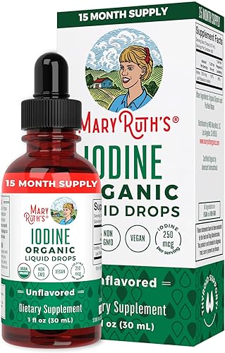 Yoduro de potasio Suplemento de yodo Suministro de 1 año Gotas de yodo USDA orgánico Yodo naciente Vegano El embalaje puede variar 1 onza