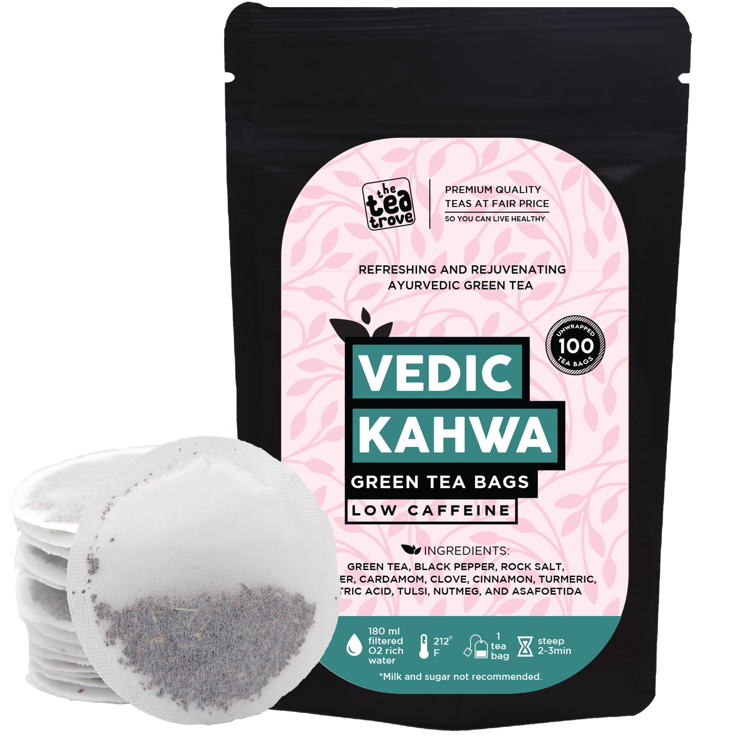 Buy TheTeaTrove Kahwa Green Tea Bags 100 pcs EcoFriendly Vedic Detox Kahwa Green Tea 100 bag