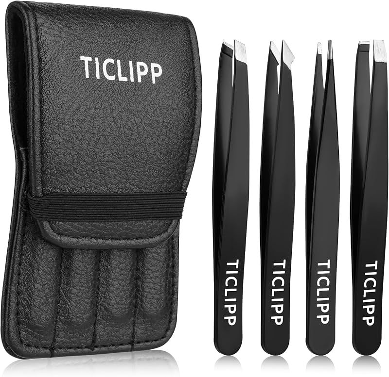 TICLIPP Kit com 4 Pinças de Aço Inoxidável, Preta