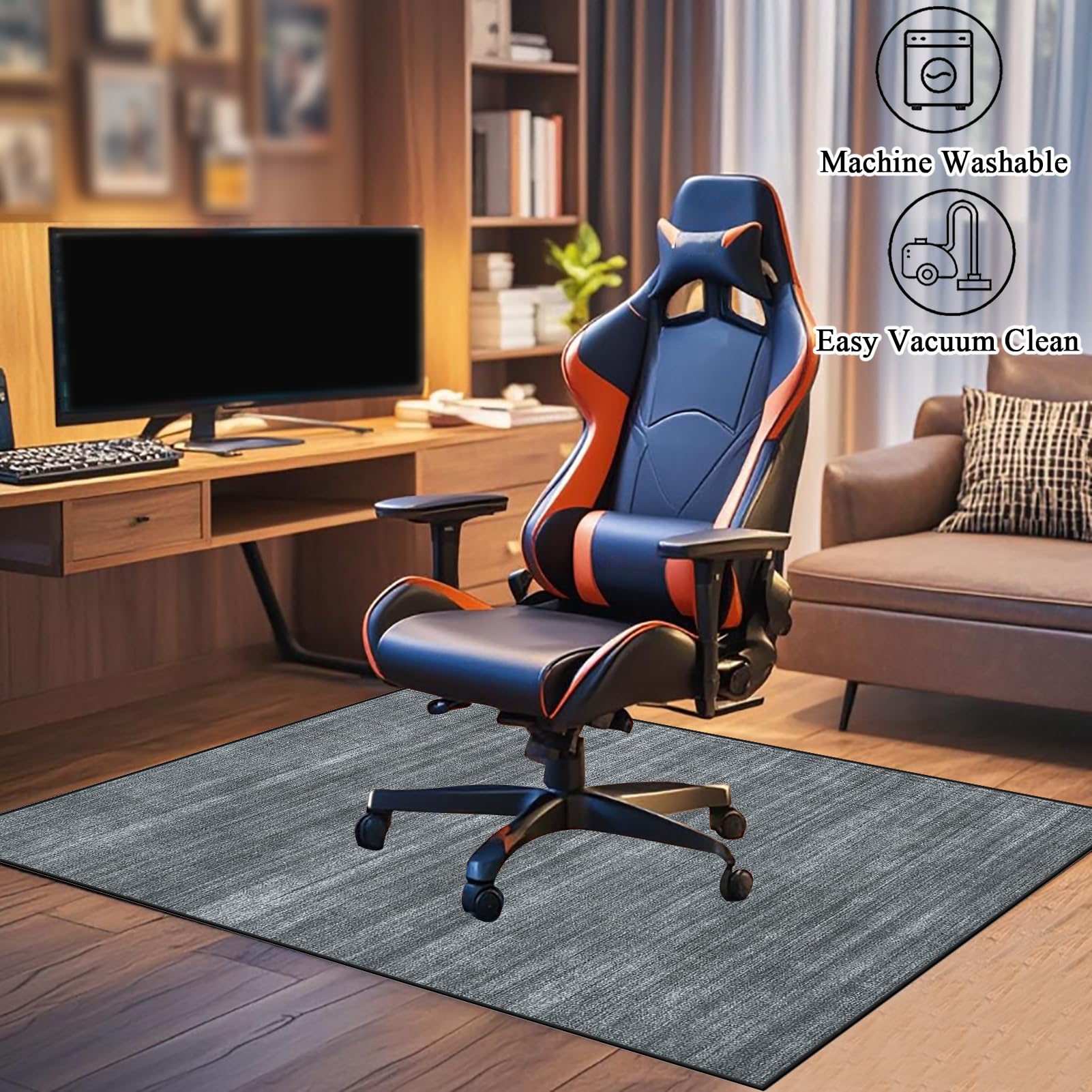 Bodenschutzmatte Gaming für Hartböden & Teppich Kratzfest rutschfest Gaming Stuhl Unterlage Stuhlunterlage Gaming Bodenmatte Bürostuhl Unterlage Computerstuhl Teppiche Stuhlmatten 140 x 160 cm