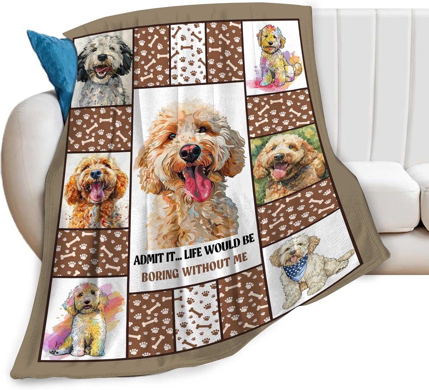 Golden Doodle Dog Blanket Goldendoodle Decor Throw Blanket Warm Soft Plush Lightweight Fleece Flannel Cute Animals Blanket Gifts for Dog Lovers Girls Boys Women Men for Winter Couch Bedding 40"X50" Golden Doodle 40"x50"