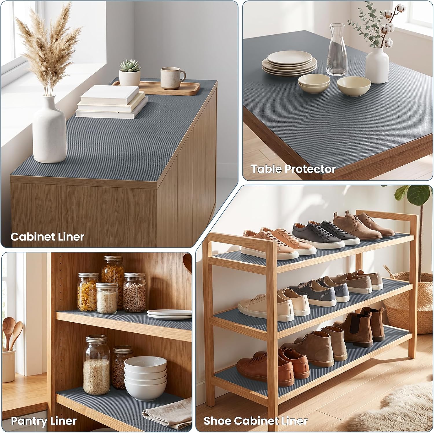 Self-Adhesive Shelf Liner Waterproof Non-Slip Cabinet 11.8" x 118.1" Gray
