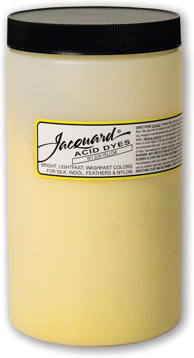 Jacquard Acid Dye - Sun Yellow - 1 Lb Net Wt - Acid Dye for Wool - Silk - Feathers - and Nylons - Brilliant Colorfast and Highly Concentrated