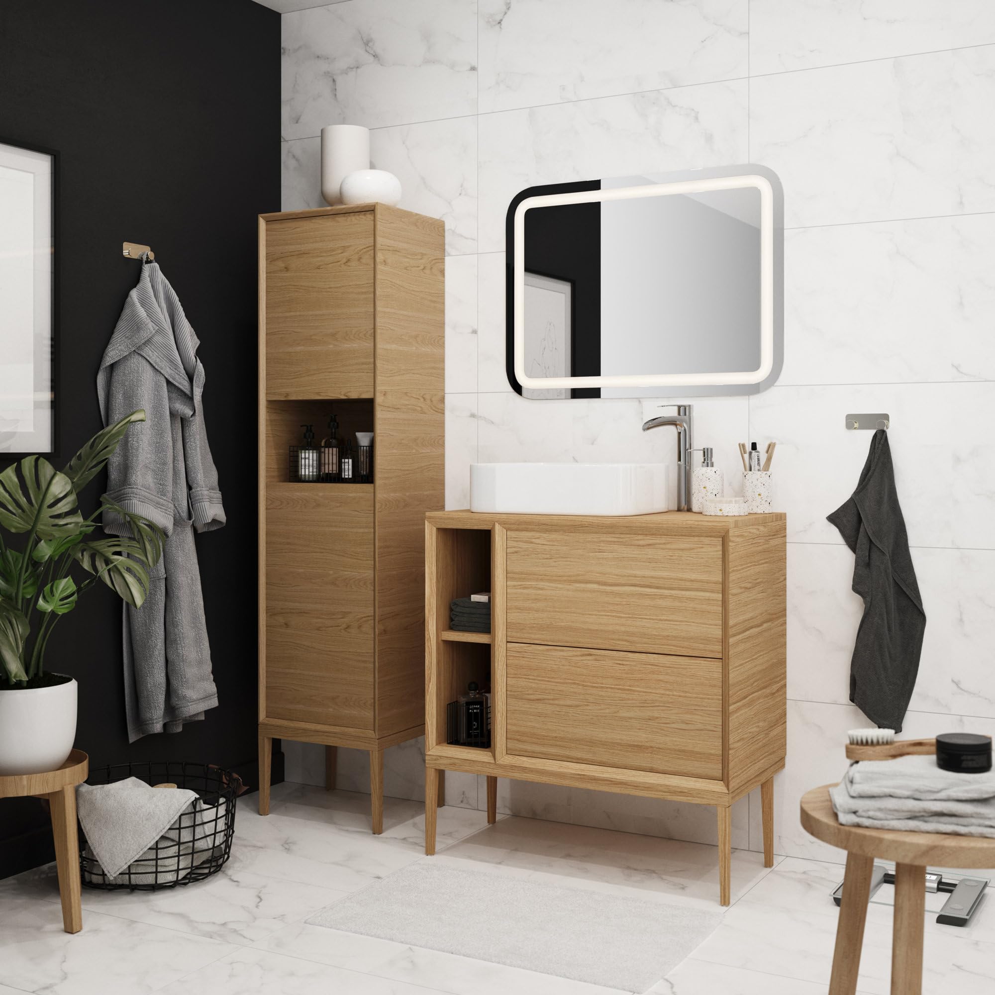 GoodHome Mitigeur haut pour lavabo Olmeto chromé effet chute d'eau