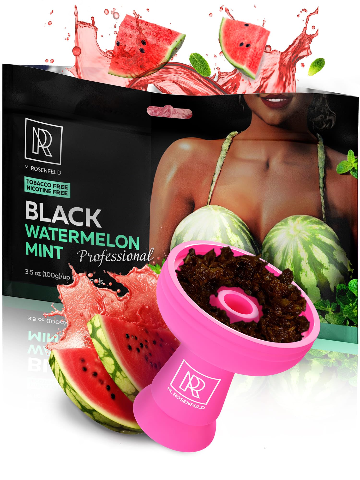 Watermelon Mint Shisha Hookah Flavors – 3.5 oz (100g) Tea Leaves Tobacco Free & Nicotine Free Shisha – Premium Non-Tobacco Hookah Flavors – Long-Lasting & Rich Smoke