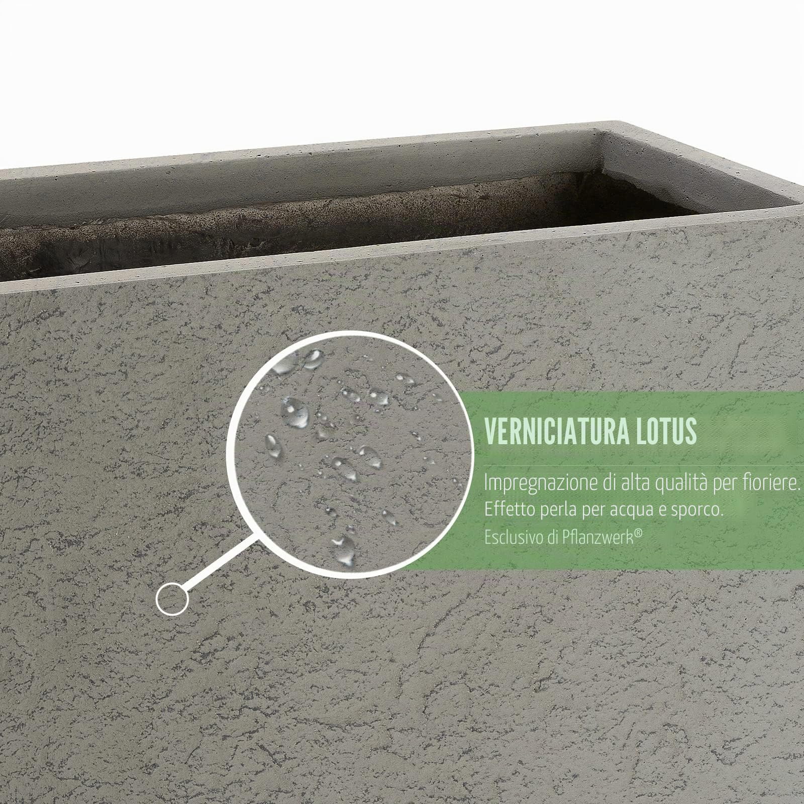 Pflanzwerk® Vaso per piante TUB Lava, grigio, 17 x 50 x 17 cm, XXL, rettangolare, grande fioriera in fibra di vetro per giardino e davanzale esterno ed interno, resistente al gelo, protezione dai