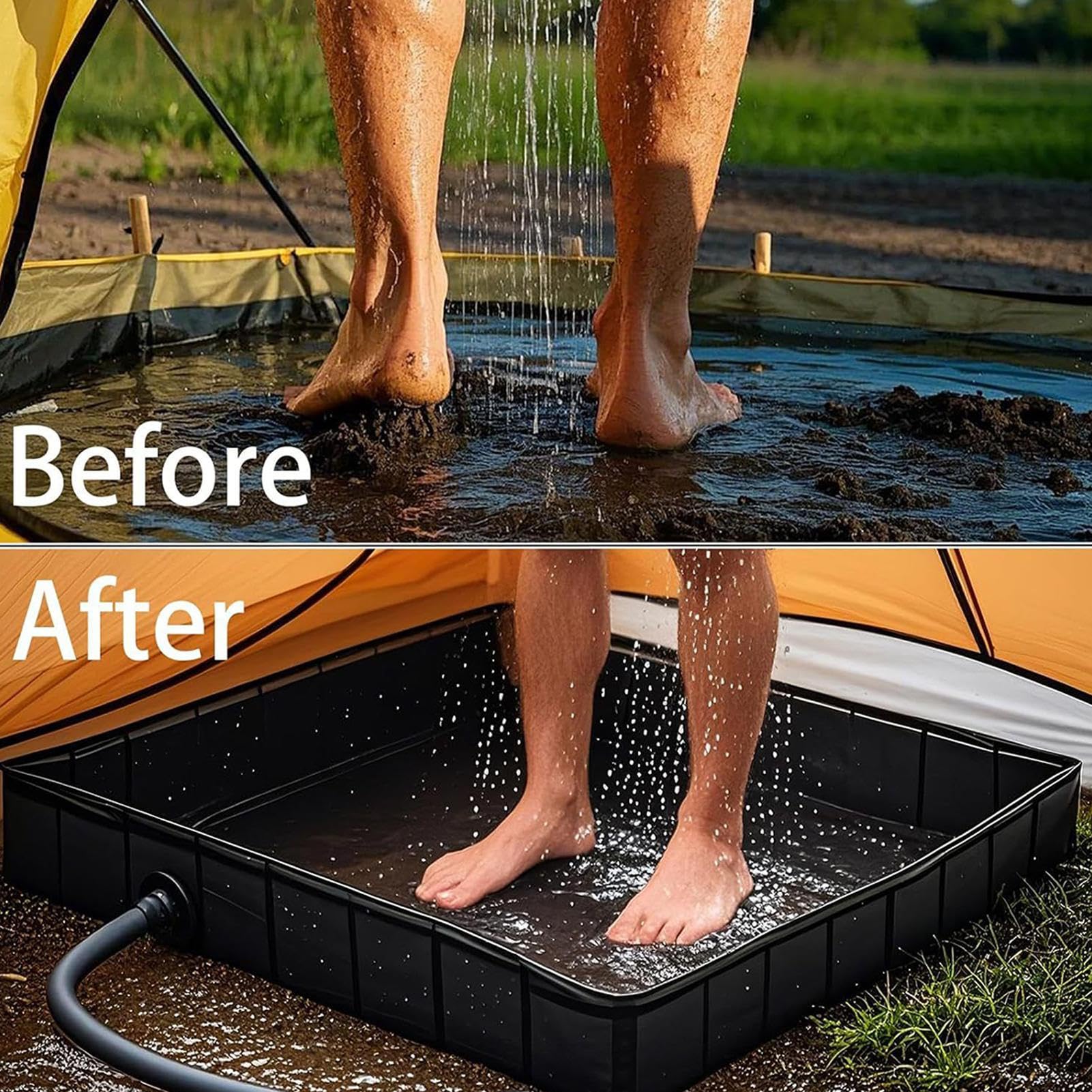 Duschbasis - Rechteckige Duschschale | Outdoor -Duschen Basis | Duschen Stehen Mit Entwässerungsloch | Flexible Weiche Fußböden Campingausrüstung Für Terrasse Hinterhof Sauna Garden Beach Ca