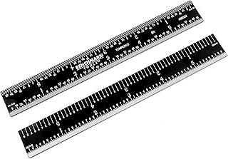 Benchmark Tools 466552 Rigid 6 Inch 5R Machinist Rule with 1/10, 1/100, 1/32 and 1/64 Markings Tempered Stainless Steel Non-Glare Black Chrome Finish Conforms to EEC-1 Accuracy Standards (1)