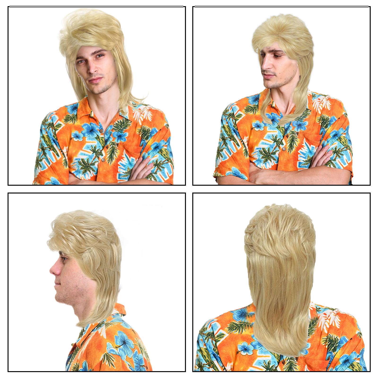 Mullet Pruik Lang Lichtblond Matje Rocker New Kids Redneck kopen