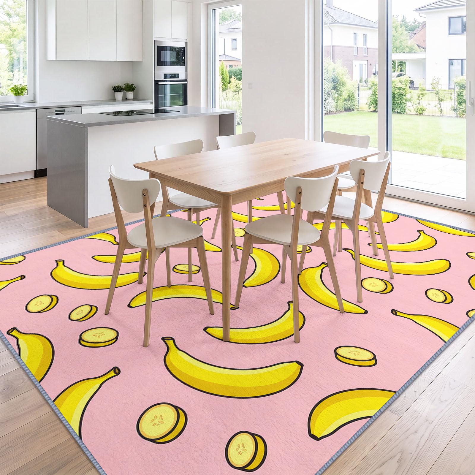 Bonita alfombra con estampado de plátano para sala de estar, 80 x 150 cm