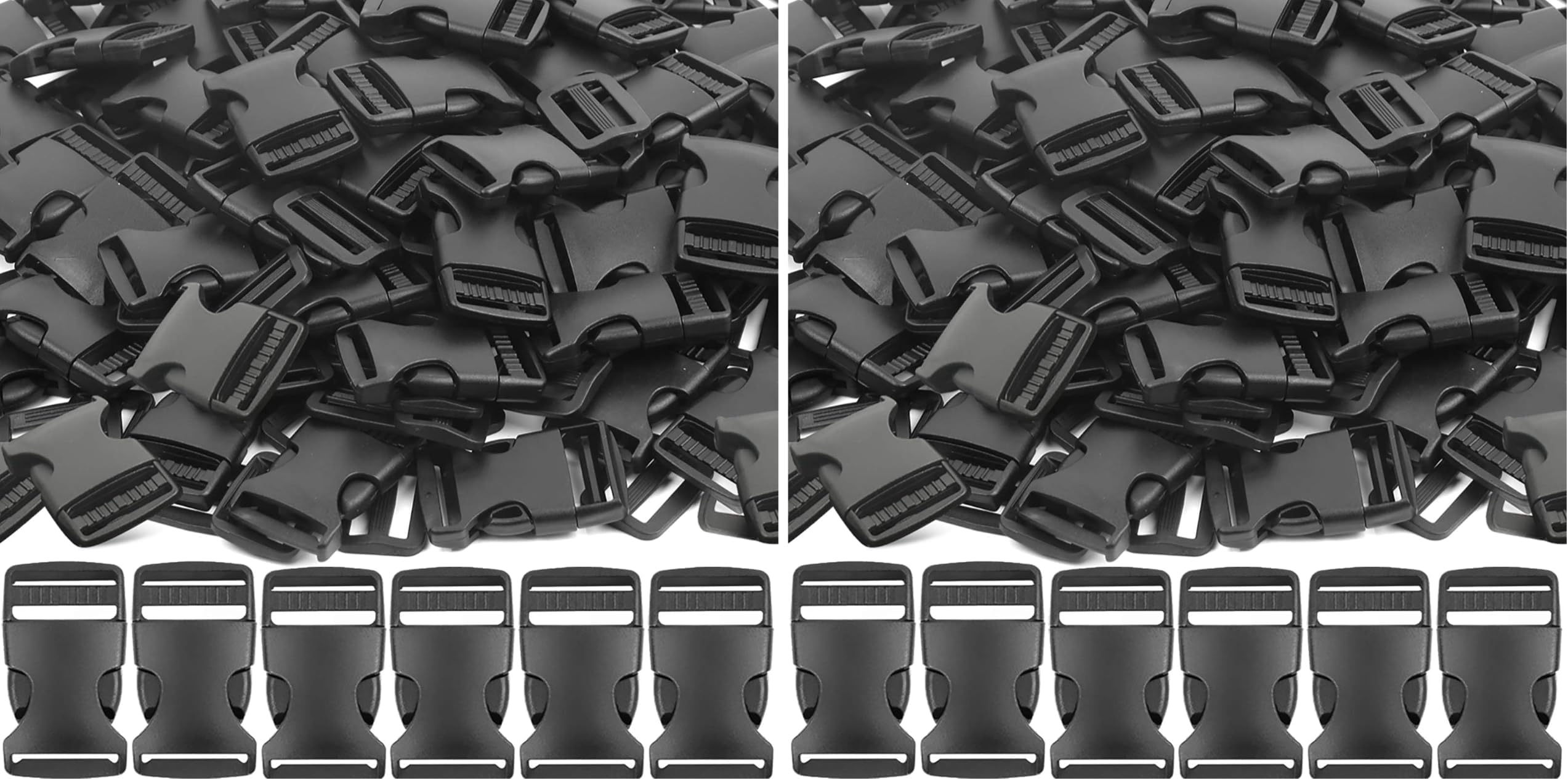 1 Inch Plastic Buckles, 80 Side Release Strap Buckles and Slides Parachute Buckles for DIY Backpack Luggage Strap