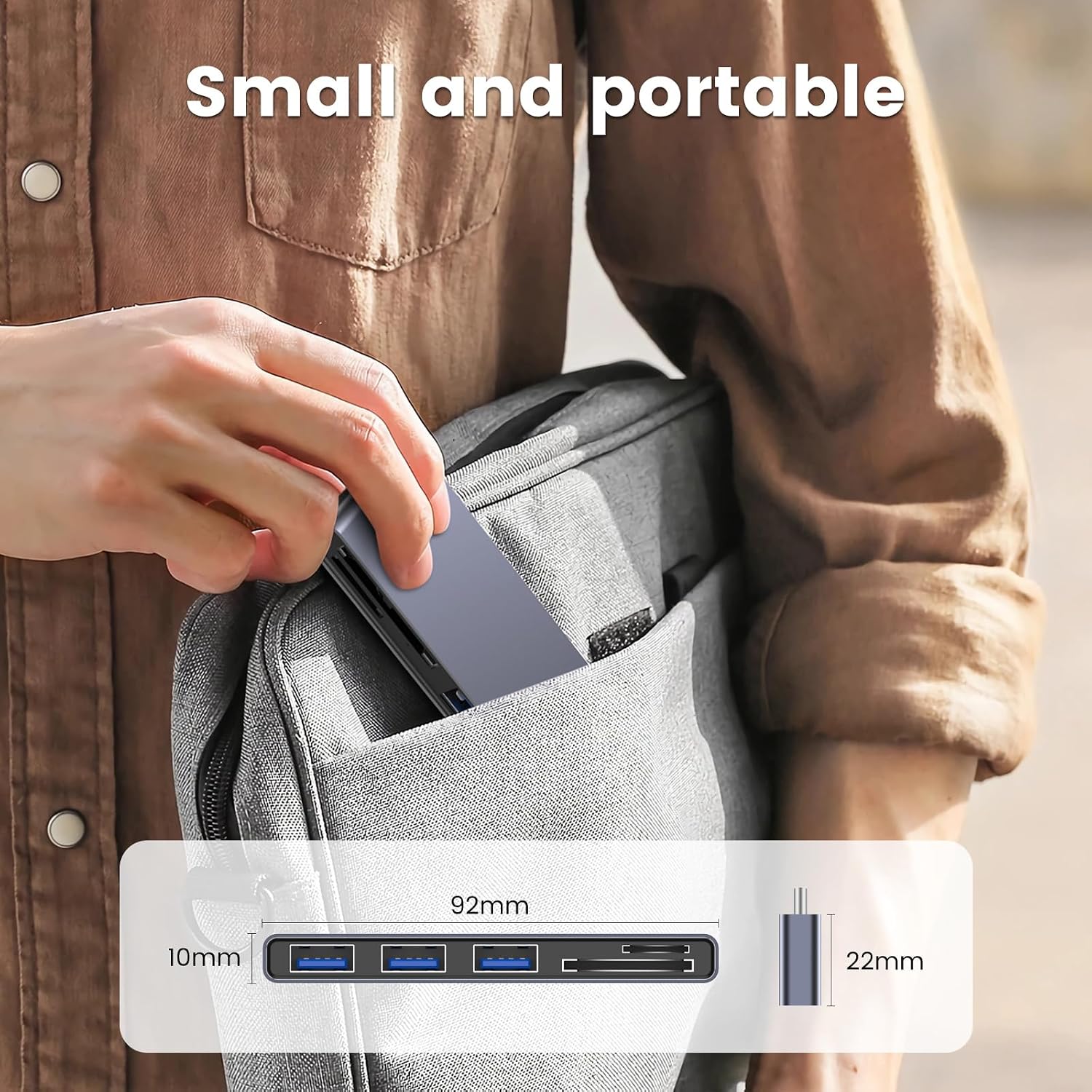 MOGOOD 5 in 1 USB C to SD/TF Card Reader Multiport Adapter, 1USB 3.0, 2USB 2.0, SD/TF Card Reader Adapter, Compatible with MacBook Pro, XPS, Chromebook, Laptop, Surface Pro, HP, Lenovo Yoga