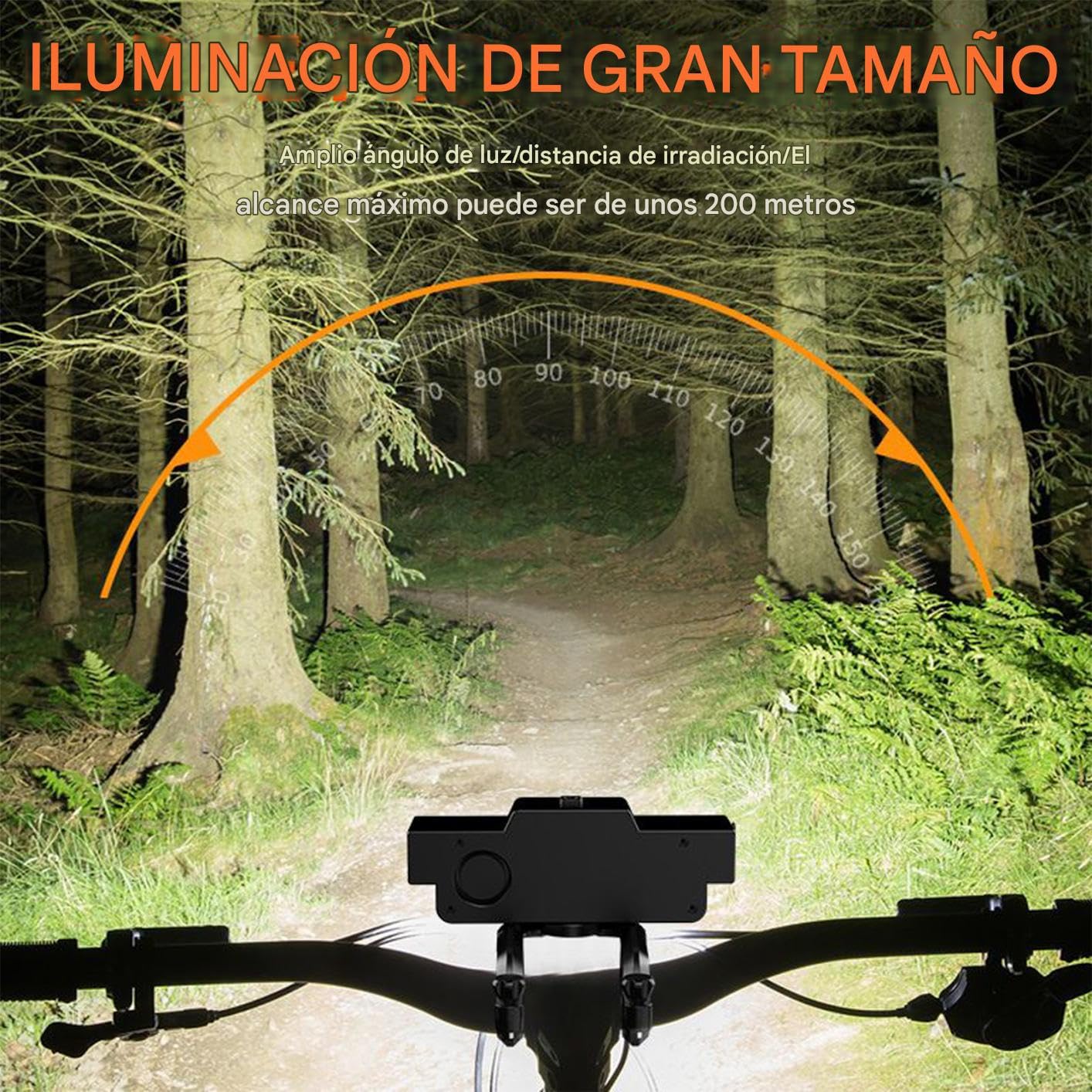 Luz Delantera para Bicicleta,Faro Impermeable para Bicicleta con Bocina - Alto Brillo para Senderismo Y Rutas De Aventura