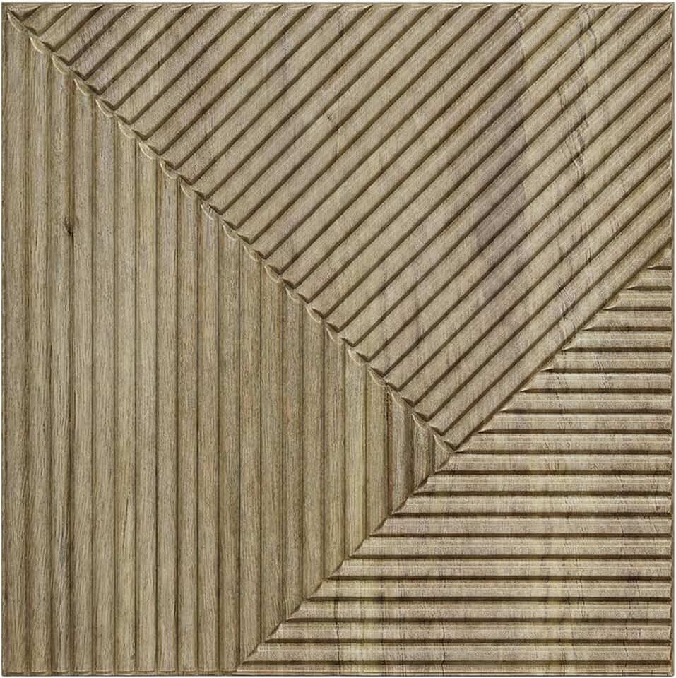 Faux Wood 3D Wall Panels, Natural Oak – 12 Pack 19.7"x19.7" Wood Grain PVC Panels for Accent Wall, Waterproof 3D Wallscape Tiles for Ceiling, Living Room & Office (Covers 32.4 Sq.Ft)
