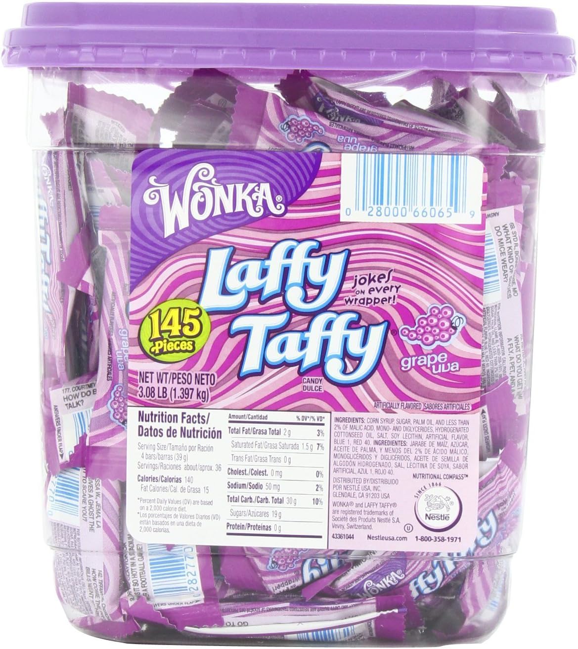 Laffy Taffy Candy Jar, Grape, 145Count