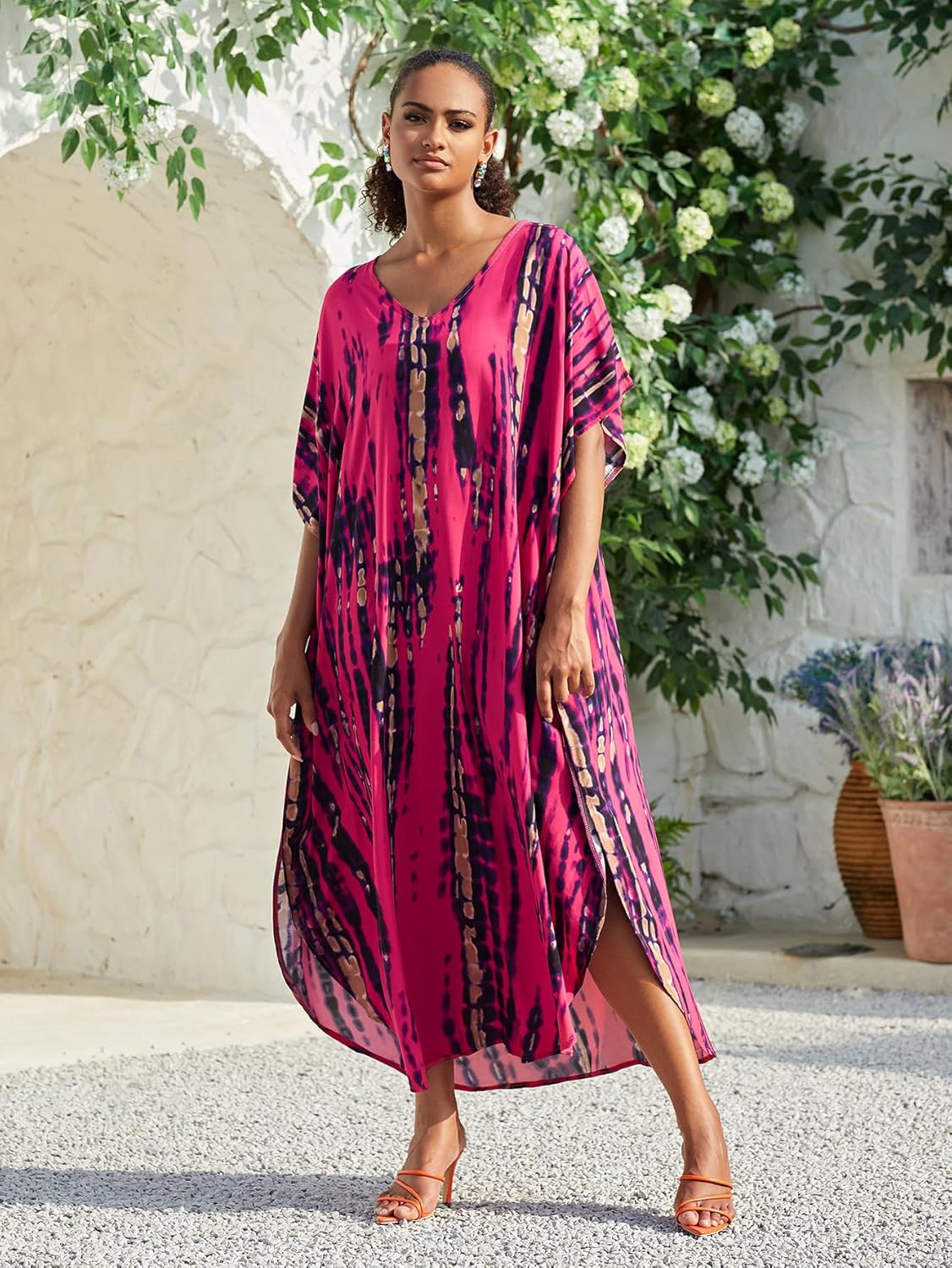 Kaftan for Women Plus Size Bathing Suit Cover up Batwing Dress Loose fit Moroccan Caftan mumu Dresses for Women - Image 6