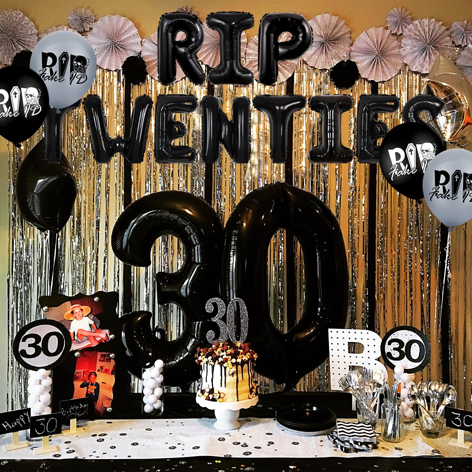 Coriandoli Nero 30 Anni Uomo Donna, Decorazione Festa Compleanno Rip 20s ALEGRE (100 Pz) - 2