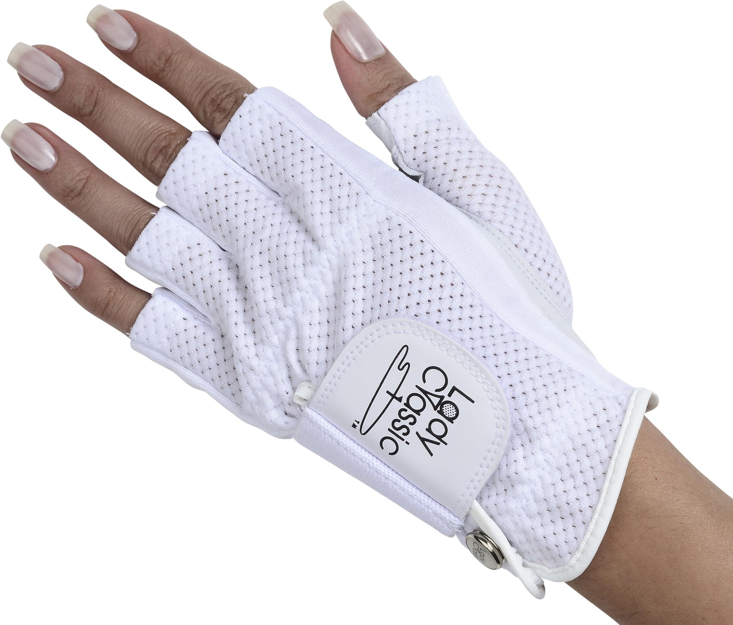 Lady Classic Left Hand Half Glove, White, Large